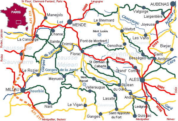 Map Of Cevennes